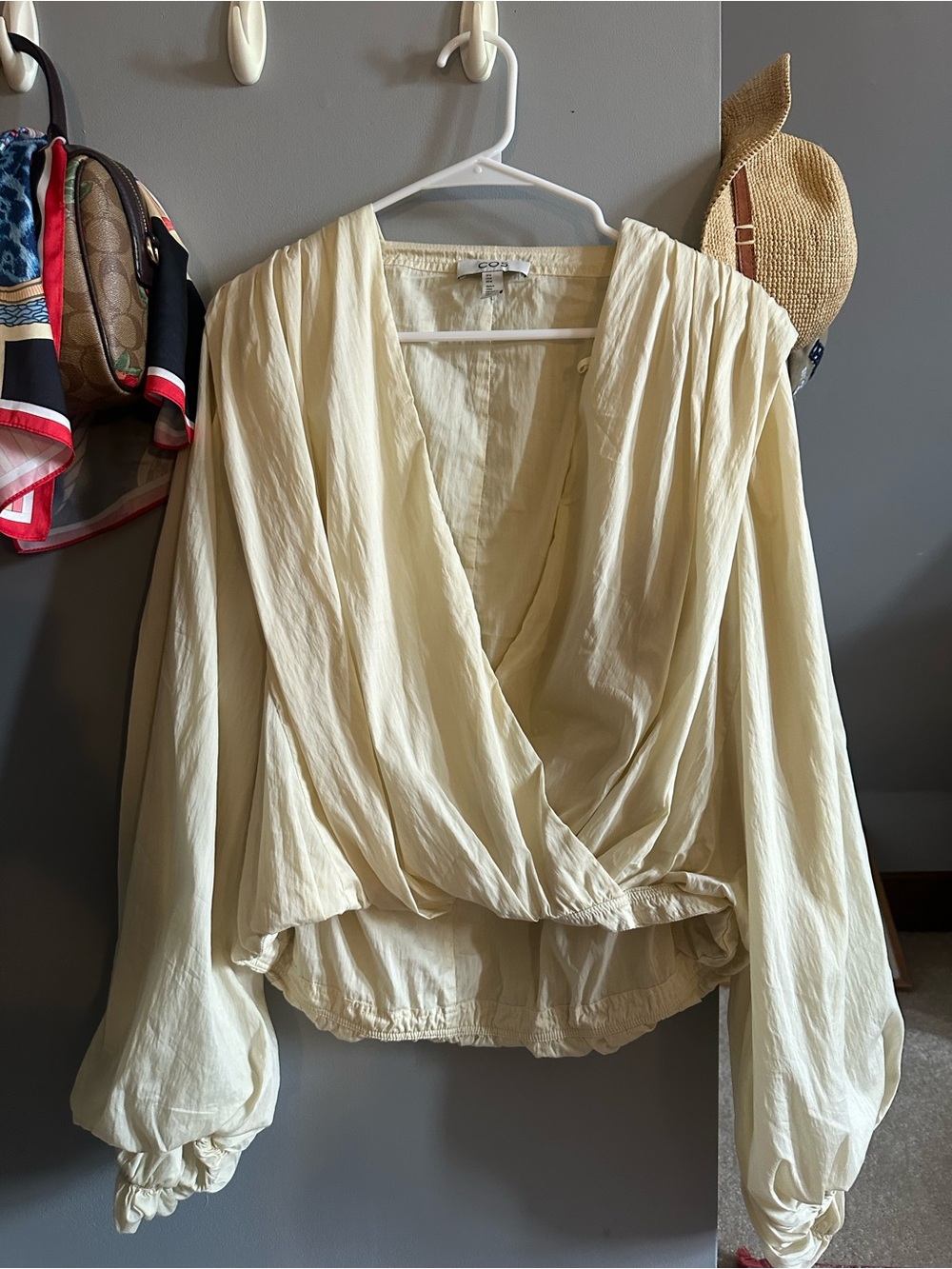 COS Cream Surplice Long-Sleeve Blouse
